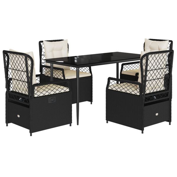vidaXL Garden Dining Set Black, Cream White