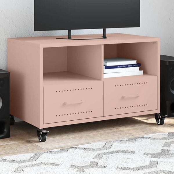 vidaXL TV Cabinet Pink Cold-rolled steel 26.8 x 15.4 x 17.1 in Storage