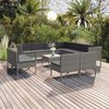 vidaXL Garden Lounge Set Grey PE rattan, powder-coated steel, fabric Large
