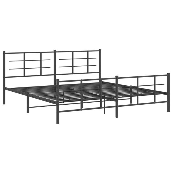vidaXL Bed Frame Black Steel Double Bed Frame Rectangular Modern