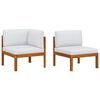vidaXL Garden Lounge Set Cream White, Black Solid Acacia Wood, Rope Medium