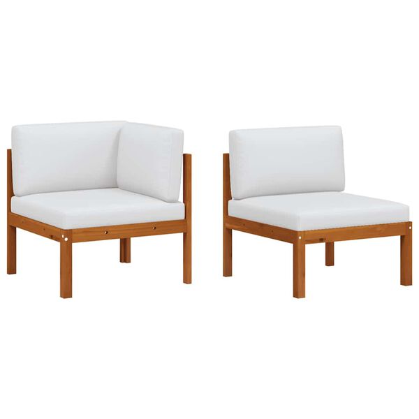 vidaXL Garden Lounge Set Cream White, Black Solid Acacia Wood, Rope Medium