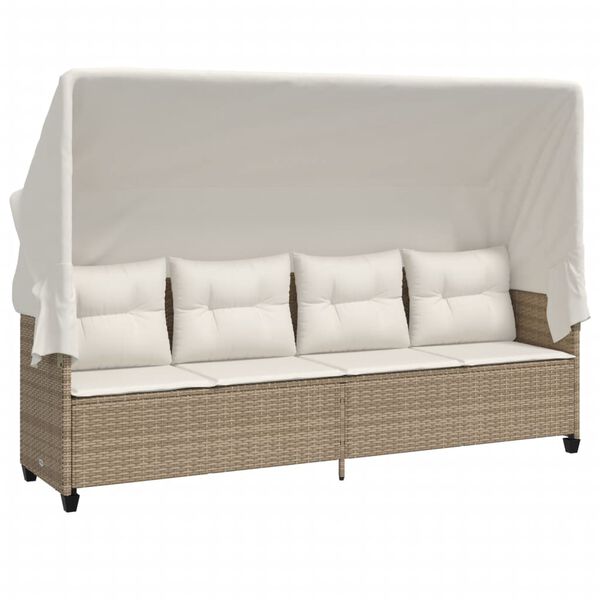 vidaXL Garden Sofa Set Beige PE rattan Large Removable Covers