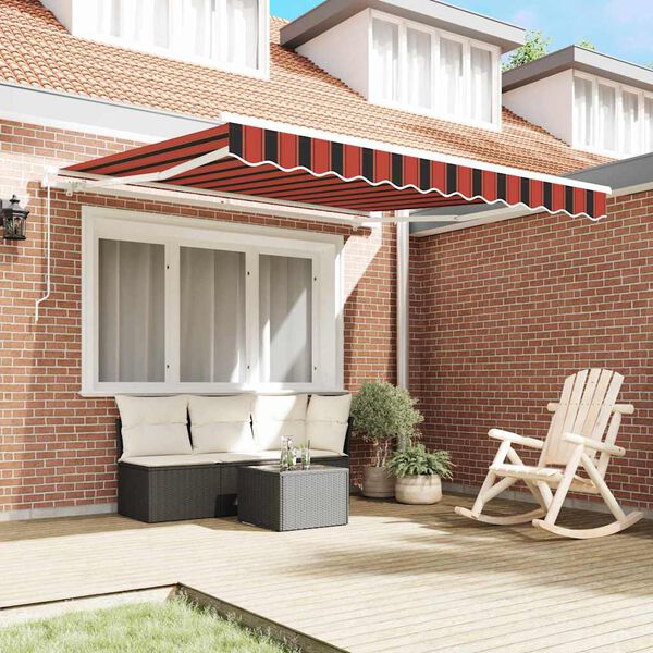 vidaXL Retractable Awning Manual Orange and Brown 118.11 x 98.43 in