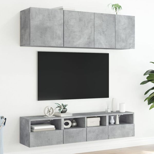 vidaXL TV Wall Cabinet Concrete Grey Engineered Wood Small