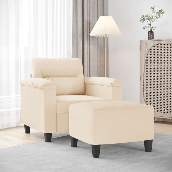 vidaXL Sofa Chair With Footstool Beige