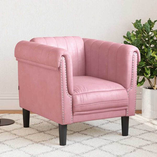 vidaXL Sofa Chair Pink Velvet (100% polyester), plywood, solid wood Single