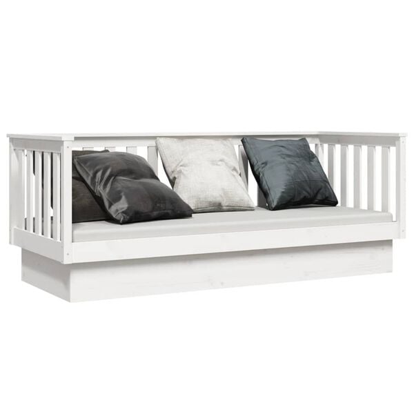 vidaXL Day Bed White Solid pine wood Small Twin Convertible