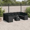 vidaXL Garden Sofa Set Black PE Rattan, Powder-Coated Steel, Tempered Glass