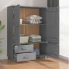 vidaXL Wardrobe Dark Gray Solid pinewood, MDF Medium Wardrobe