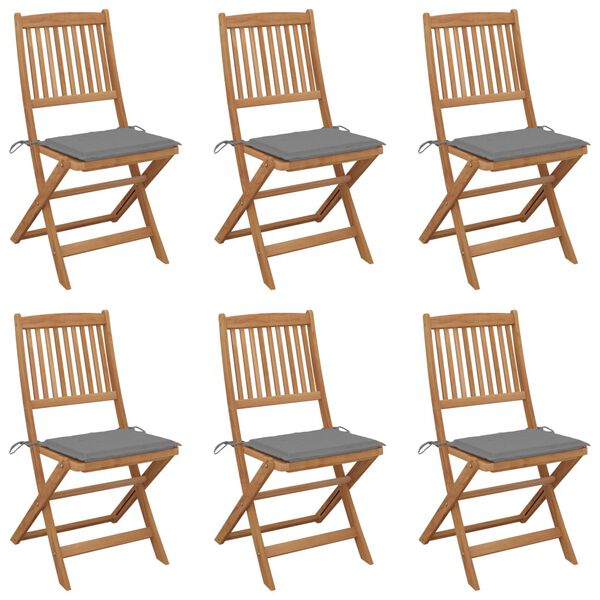 vidaXL Garden Chair Set of 6 Natural wood, Grey