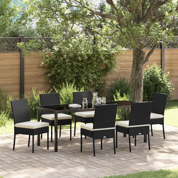 vidaXL Garden Dining Set 7 pcs Black Powder-Coated Steel