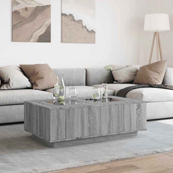 vidaXL Coffee Table Grey Sonoma Engineered wood, glass Large