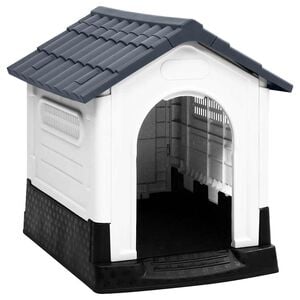 vidaXL Dog House Grey, White, Black Polypropylene Small Durable