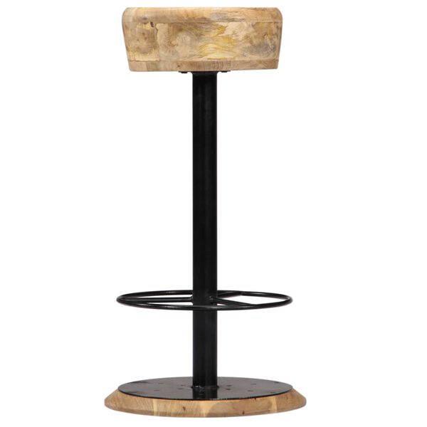vidaXL Bar Chair Light Brown, Black Solid Mango Wood, Powder-Coated Iron