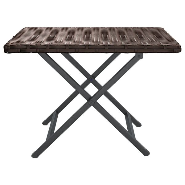 vidaXL Folding Table Brown PE rattan, powder-coated steel Compact
