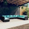 vidaXL Garden Lounge Set Black PE rattan, powder-coated steel, plastic