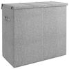 vidaXL Foldable Laundry Hamper Grey 25.4x13.6x23.2" Faux Linen Fabric