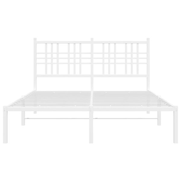 vidaXL Bed Frame White Powder-Coated Steel Double Bed Frame