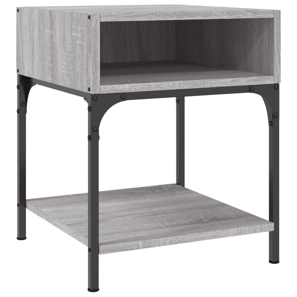 vidaXL Bedside Table Grey Sonoma Engineered wood, Iron Medium