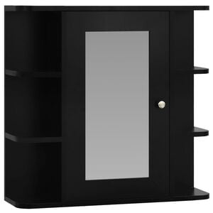 vidaXL Mirror Cabinet Black and Silver MDF with melamine, Glass Medium
