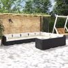 vidaXL Garden Lounge Set Black PE rattan, powder-coated steel, fabric