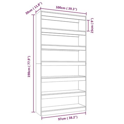 vidaXL Book Cabinet/Room Divider High Gloss White 39.4"x11.8"x78" Engineered wood