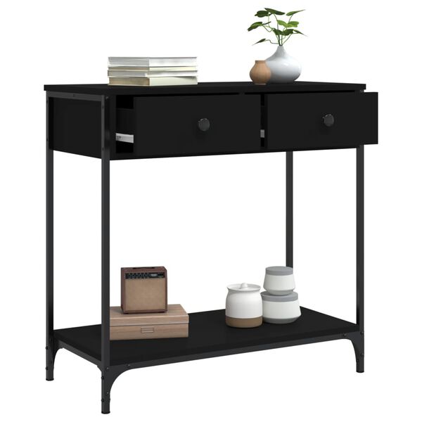 vidaXL Console Table Black Engineered wood, metal 29.5 x 13.6 x 29.5 in
