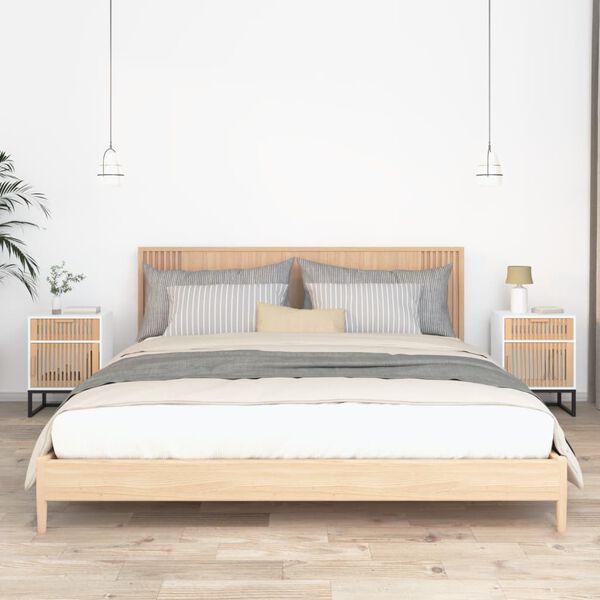 vidaXL Bedside Cabinet Set of 2 White Engineered wood, iron Regular