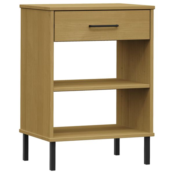 vidaXL Console Cabinet Brown Solid Pine Wood and Metal Medium