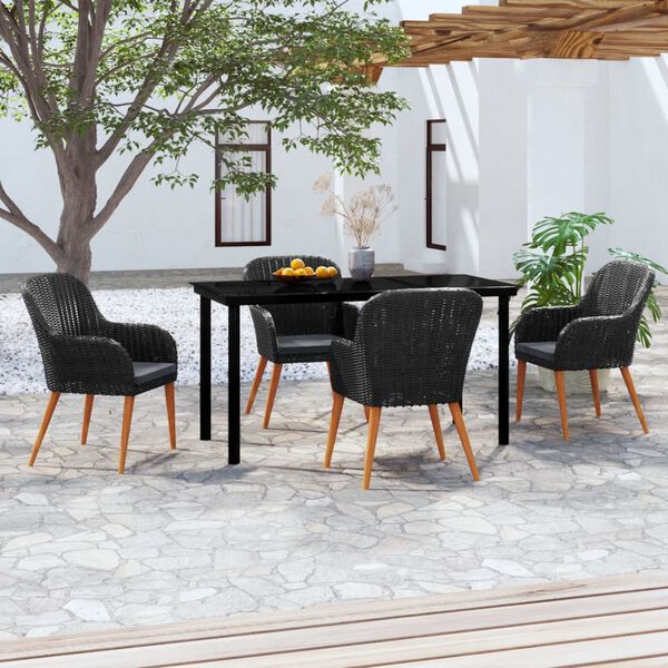 vidaXL Garden Dining Set Black, Dark Grey