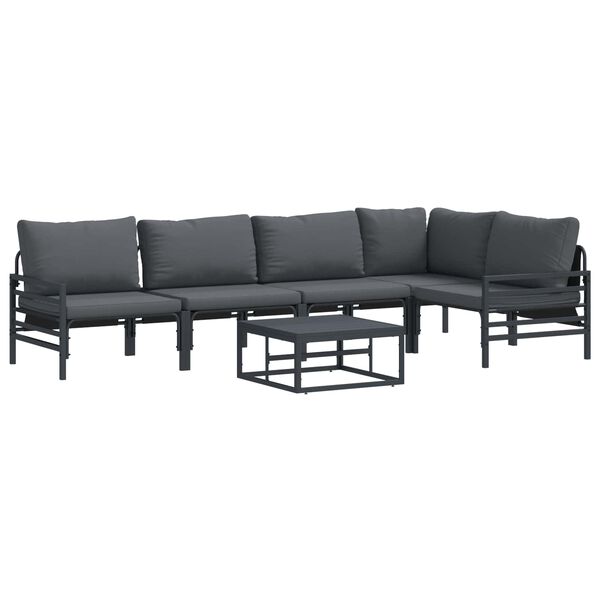 vidaXL Garden Sofa Set with Cushion 6 pcs Black Steel