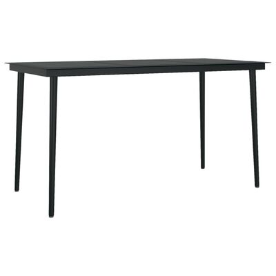 vidaXL Patio Dining Table Black 55.1"x27.6"x29.1" Steel and Glass