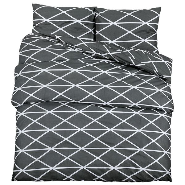 vidaXL Duvet Cover Set Grey 100% Cotton 79 x 79 in Decorative Inlays