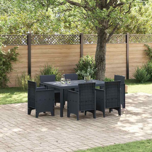vidaXL Garden Dining Set 7 pcs Anthracite Polt rattan