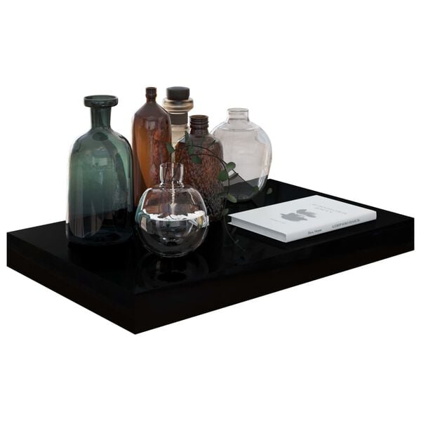 vidaXL Wall Shelf Set of 4 High gloss black Honeycomb MDF Small