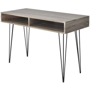 vidaXL Desk Grey and oak MDF and Metal 43.3 x 19.7 x 29.9 in Desk