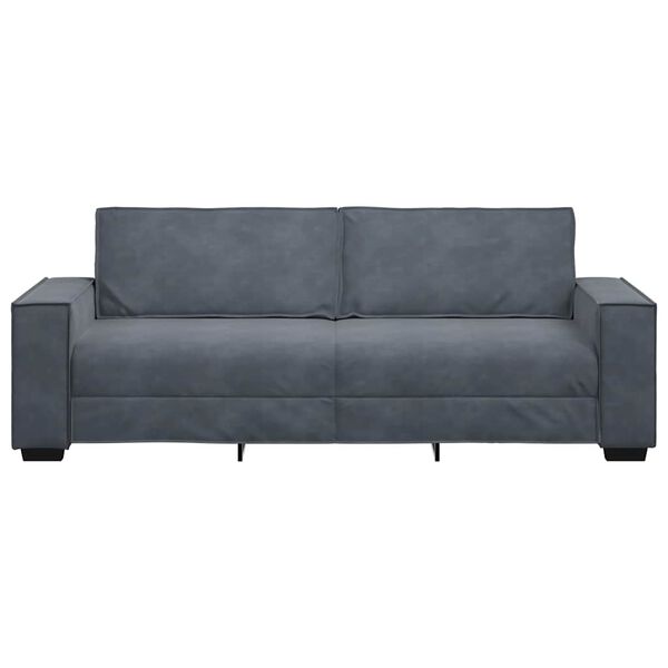 vidaXL 3-seater Sofa Dark grey Velvet, Plywood, Solid wood, Metal 3-seater