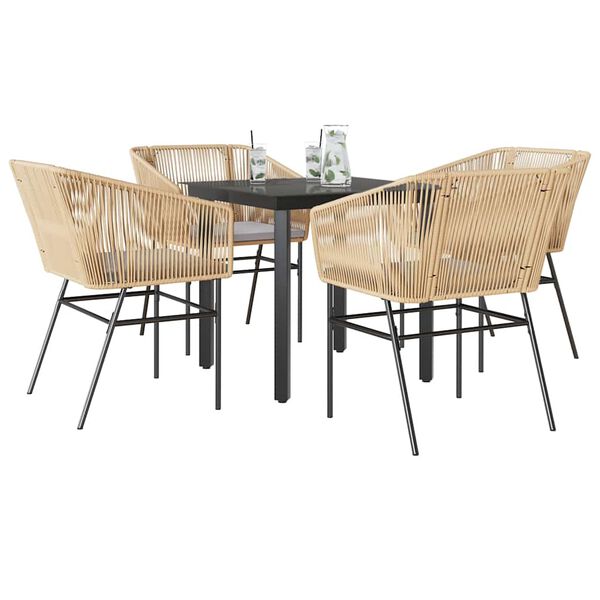vidaXL Garden Dining Set Brown, Black, Light Grey