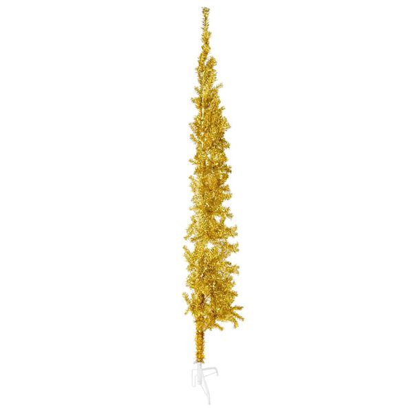 vidaXL Artificial Half Christmas Tree Gold PVC, Steel 7 ft tall