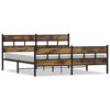 vidaXL Bed Frame Smoked Oak Steel, Engineered Wood Super King Bed Frame