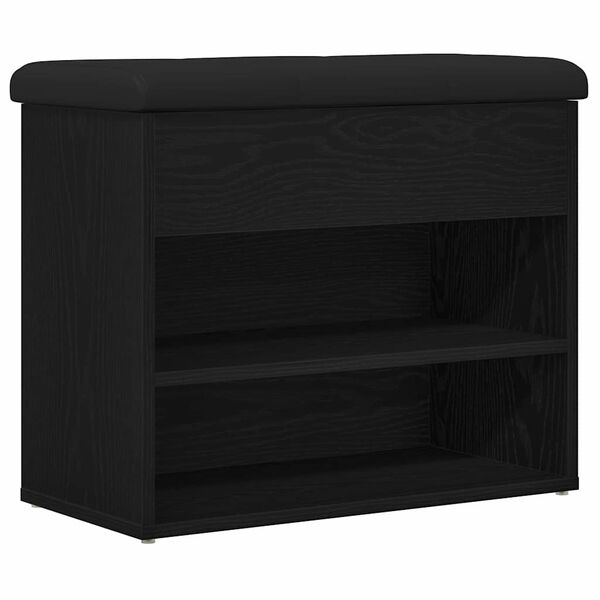 vidaXL Storage Bench Black Oak 62 x 32 x 50 cm Engineered Wood