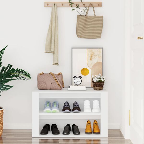 vidaXL Shoe Rack White Engineered Wood Standard Shoe Rack Rectangular