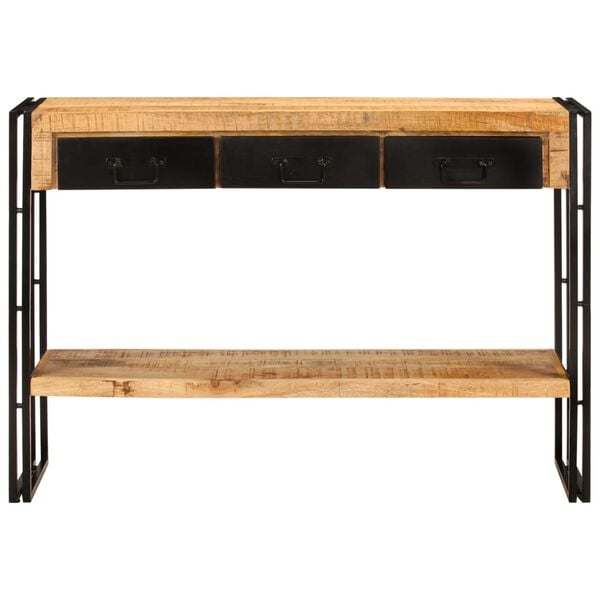 vidaXL Console Table Brown and Black Solid Mango Wood, Iron Medium