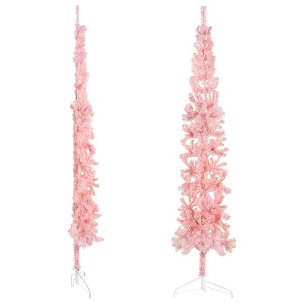 vidaXL Artificial Half Christmas Tree Pink PVC, Steel 82.7 in