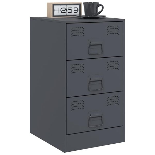 vidaXL Bedside Cabinet Set of 2 Anthracite Cold-rolled steel
