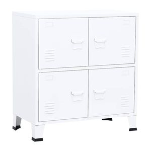 vidaXL Storage Chest White Steel, plastic 29.5x15.7x31.5 in