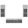 vidaXL 6 Piece TV Wall Units with LED Concrete Gray Engineered Wood
