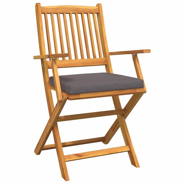 vidaXL Folding Chair 2 pcs Gray 49 x 57.5 x 92cm Solid Acacia wood