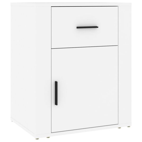 vidaXL Bedside Cabinet White Engineered wood 19.7 x 14.2 x 23.6 in